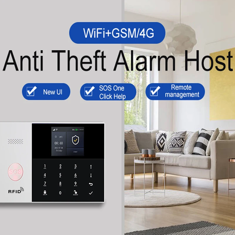 PGST PG-105 Smart Home Security Alarm System Kit Tuya Smart Life Application Compatible with Anti theft Intruder Smart 4G WIFI G