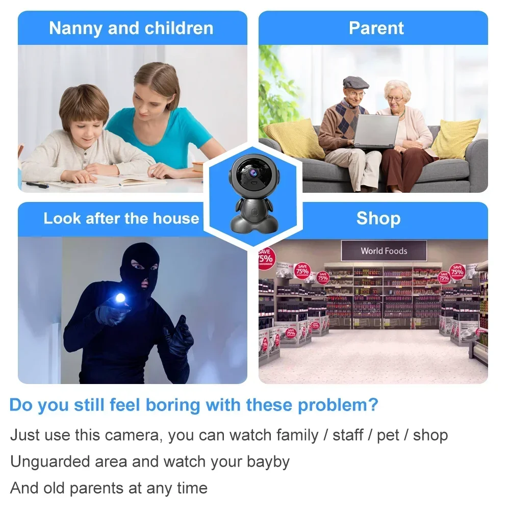 8MP Smart Wifi Surveillance Robot Wireless Security Baby Monitor AI Human Tracking Two Way Audio Color Night Vision Home Cameras