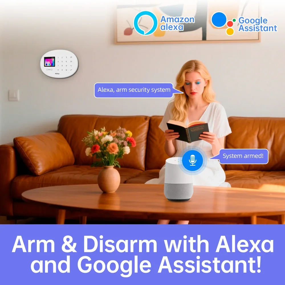 KERUI Wireless Burglar Alarm System Home Alarm Tuya Smart WiFi GSM SMS Alarm For House With Motion Detector Door Sensor Alexa