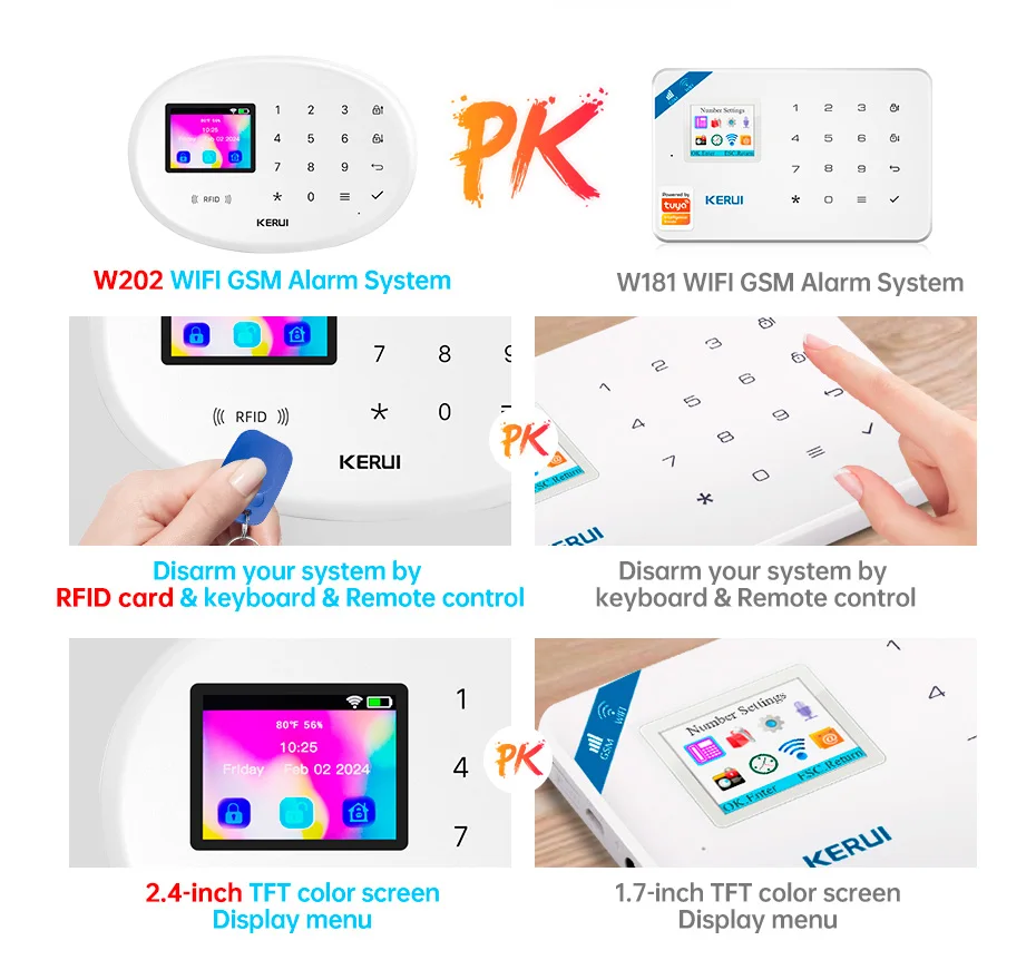 KERUI Wireless Burglar Alarm System Home Alarm Tuya Smart WiFi GSM SMS Alarm For House With Motion Detector Door Sensor Alexa