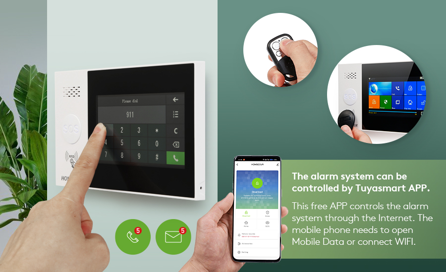 HOMSECUR Tuya App Wireless WIFI 4G LCD Burglar Intruder Alarm System+Wireless Flash Siren