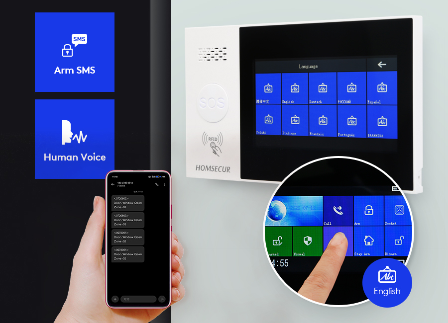 HOMSECUR Tuya App Wireless WIFI 4G LCD Burglar Intruder Alarm System+Wireless Flash Siren