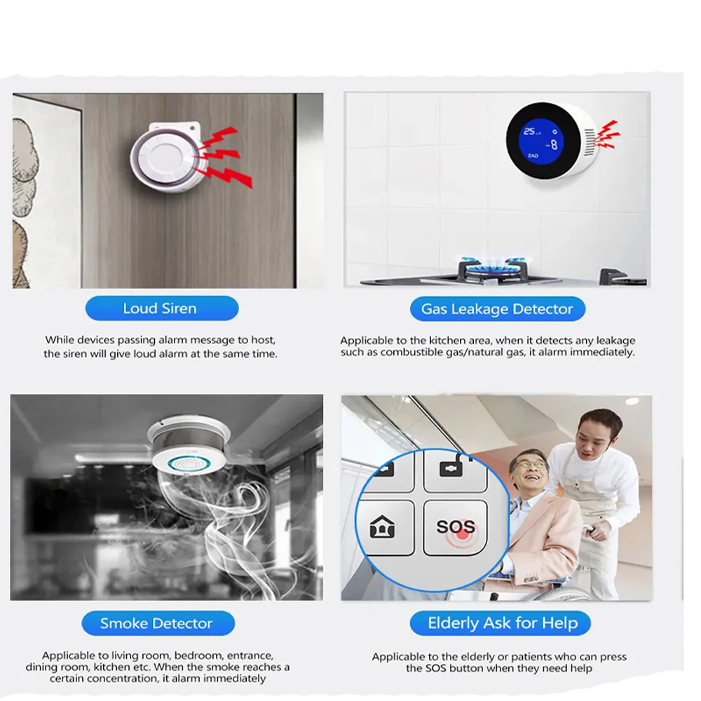 PGST 4G Tuya Smart Home Alarm System, WiFi 433MHz Wireless Home Security Alarm Combination Set