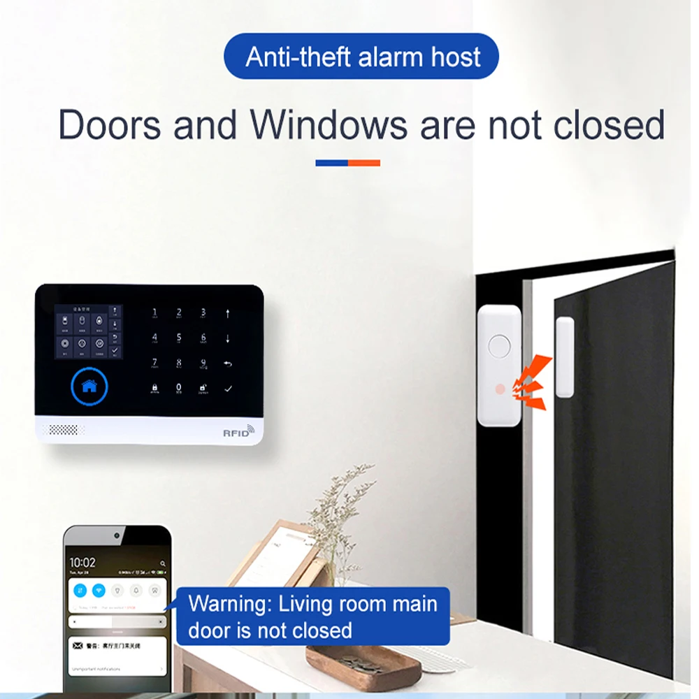 PGST 4G Tuya Smart Home Alarm System, WiFi 433MHz Wireless Home Security Alarm Combination Set