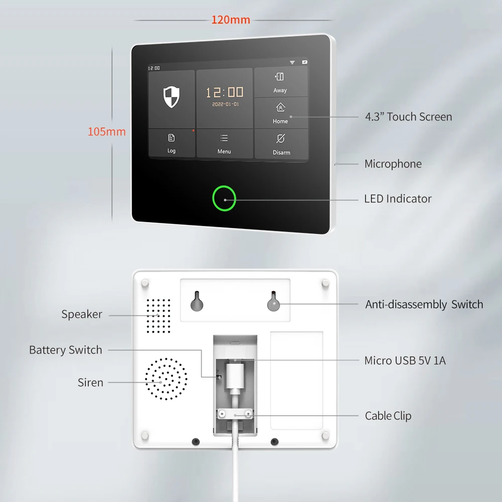 Staniot WiFi SecPanel 5 Wireless Home Alarm System Tuya Smart 4.3