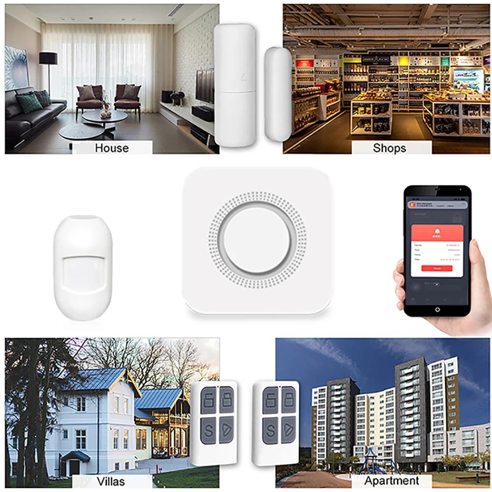 ONENUO Tuya WiFi Alarm System Smart Home Security Protection Alarm Kit Wireless Accessories Alexa Voice Control Smart Life APP