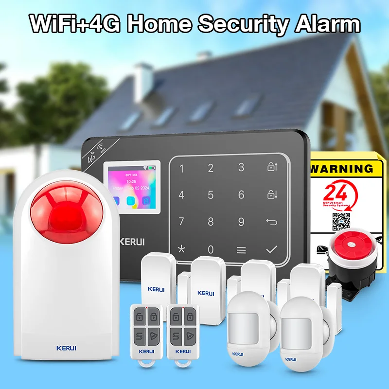 KERUI W184 Tuya Smart 4G /WiFi Burglar Alarm Alarm for Home Alarm Security System 433mhz Sensors Security Protection for House