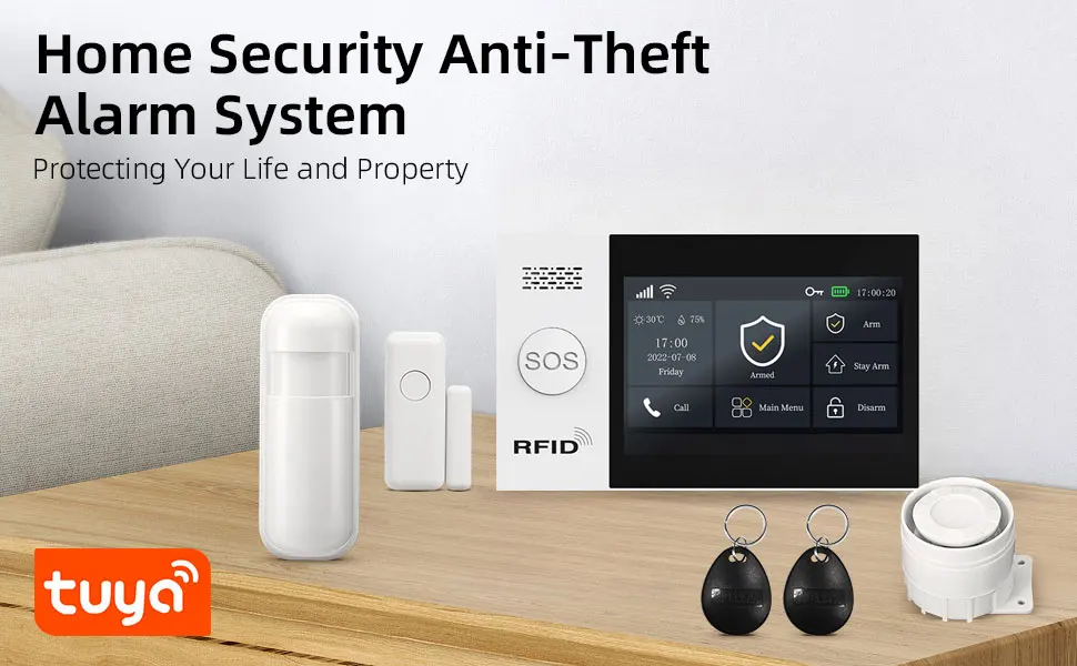 PGST Alarm Kit 4G Tuya New 107 Wireless Home Security System with Motion Detector Siren WiFi GSM Burglar Alarm Alexa & Google