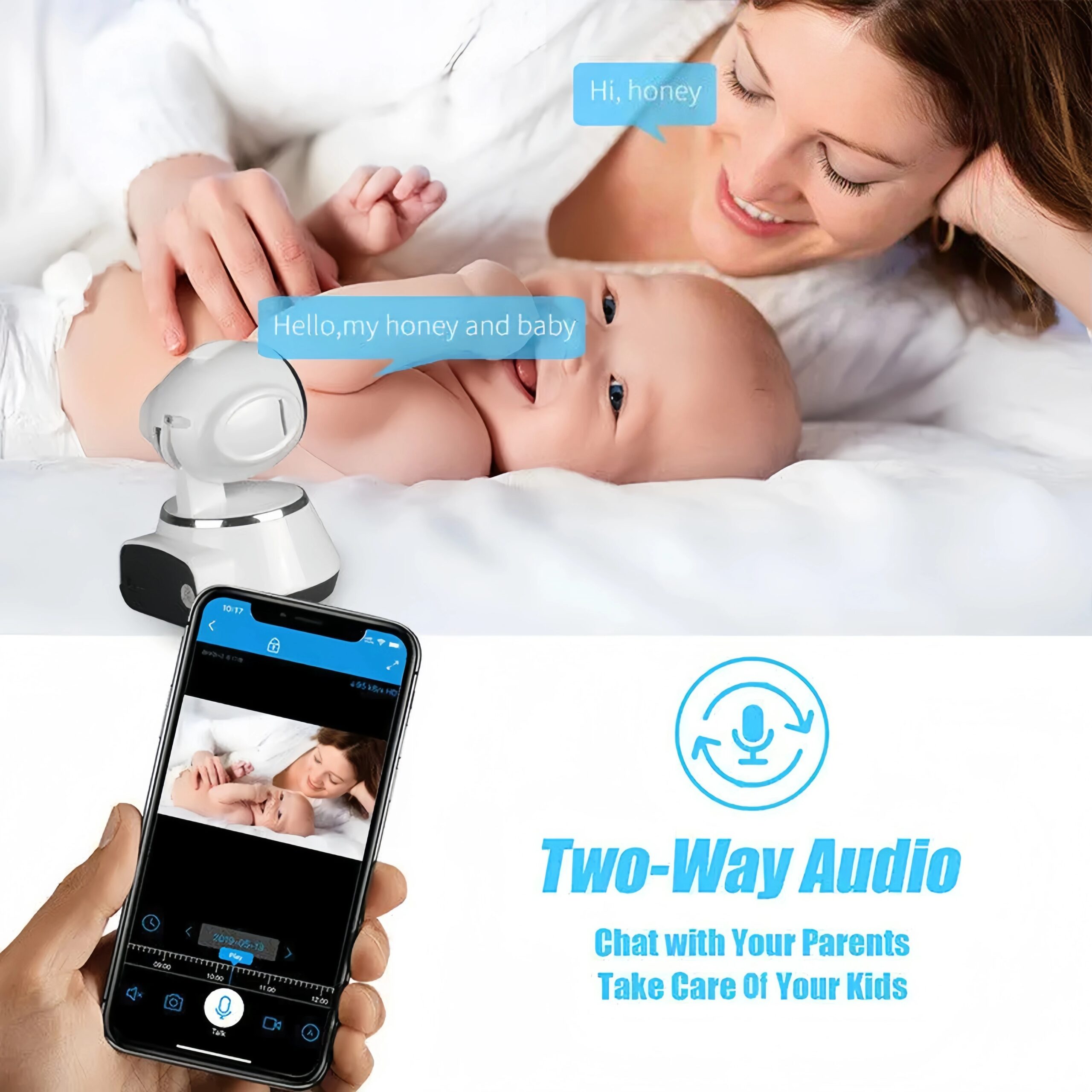 Wifi Surveillance Camera 8MP Wireless Security Baby Pet Monitor AI Human Tracking HD Full Color Night Vision Indoor Video Camera