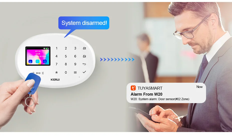 KERUI Home Tuya Wireless Security Home Alarm Kit Smart Life WiFi GSM Alarm System For With 433mhz PIR Motion Sensor Siren W202