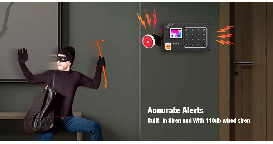 KERUI 433MHZ Home Security Alarm W181 WiFi GSM Alarm System Kit Tuya Smart Home Burglar Alarm PIR Motion Detector Door Sensor