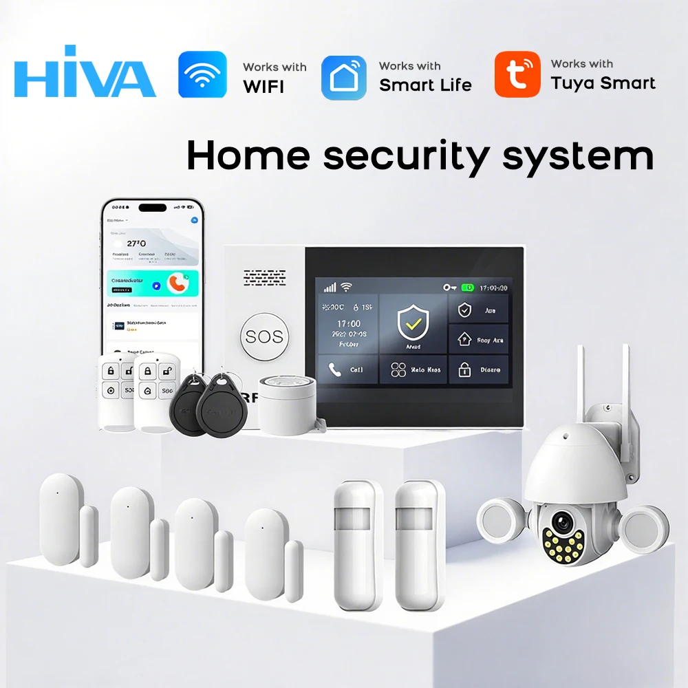 Tuya Smart Life APP Compatible Wireless GSM Alarm System WiFi Burglar Detection Real-Time Alerts for Home Garage Office Shop