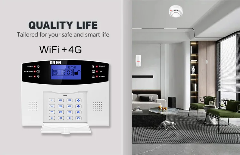 DYGSM Tuya Smart 4G+Wifi Home Security Alarm System Wireless Burglar Alarm System Smart Life App Control work with Alexa