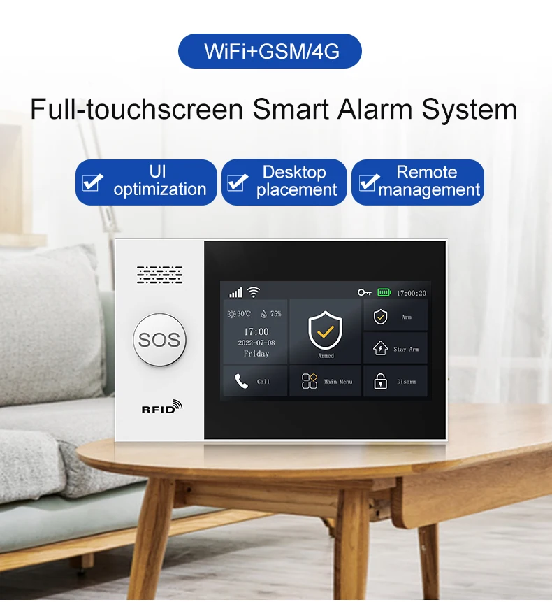 PGST 4G Tuya Wireless Home Security System 107 WiFi GSM Burglar Alarm with Motion Detector Siren Alexa & Google Home Compatible