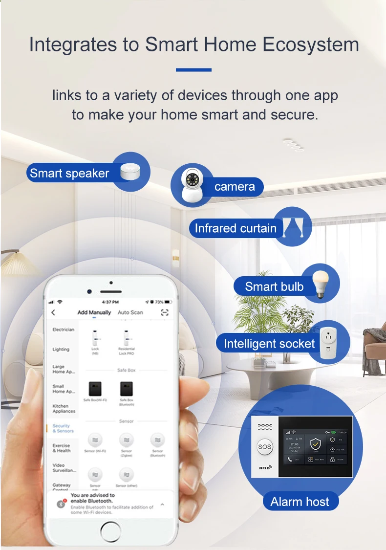 PGST 4G Tuya Wireless Home Security System 107 WiFi GSM Burglar Alarm with Motion Detector Siren Alexa & Google Home Compatible