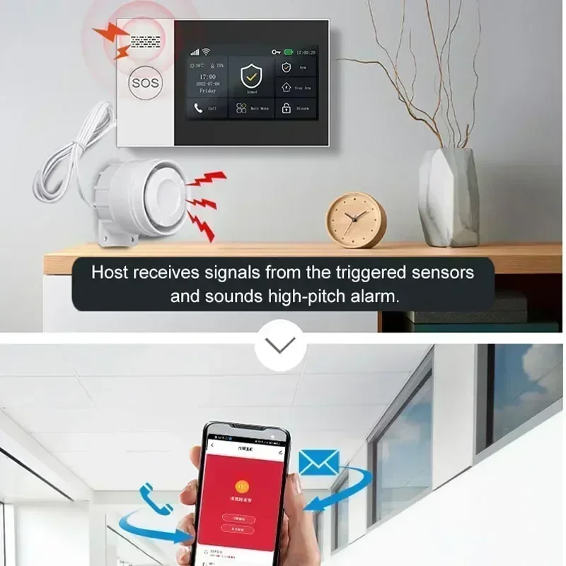 PGST 4G Tuya Wireless Home Security System 107 WiFi GSM Burglar Alarm with Motion Detector Siren Alexa & Google Home Compatible