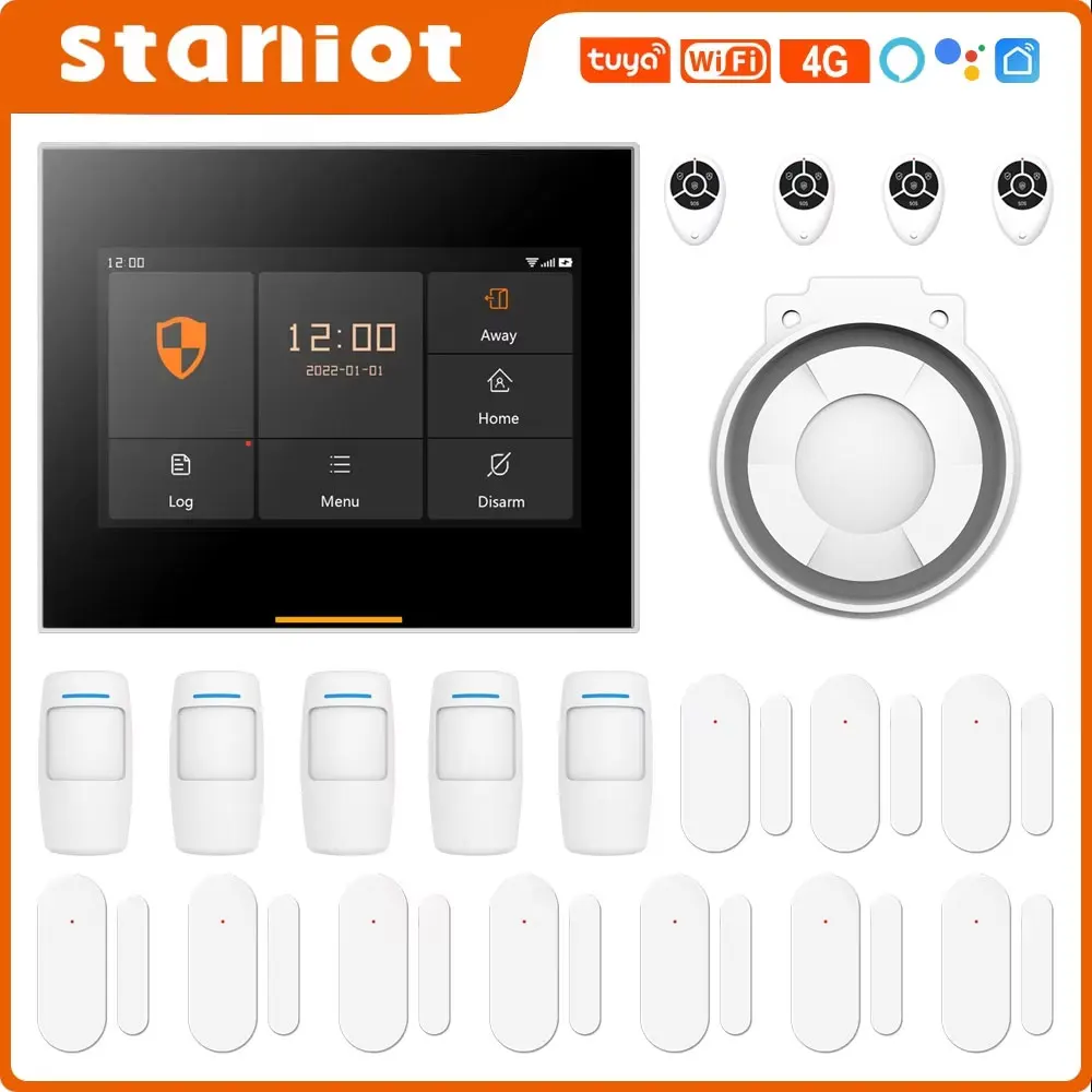 Staniot 433MHz Wireless Wifi 4G Smart Home Security Alarm System Kits For Garage and Residential Support Tuya and Samrtlife APP