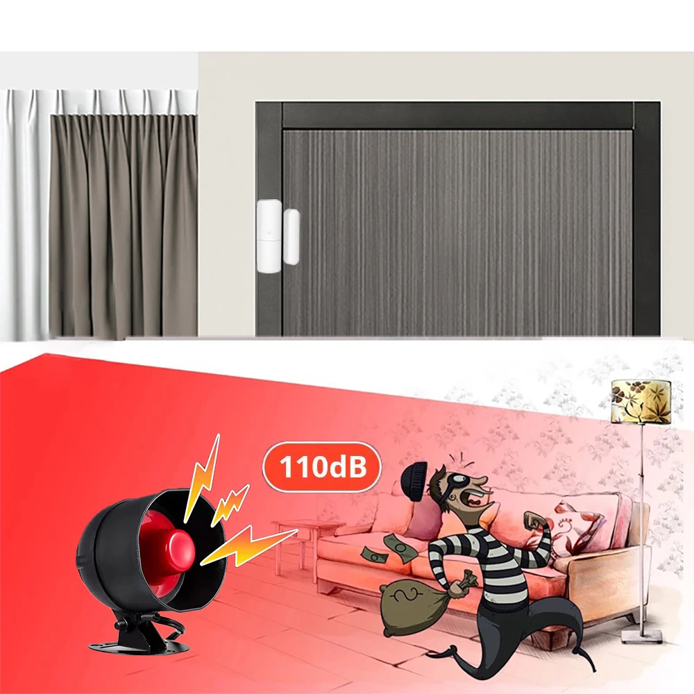 ONENUO Tuya WIFI Alarm Siren Loud Sound Speaker Kits Wireless Alarm System Home Alarm Siren Security Protection System for Home