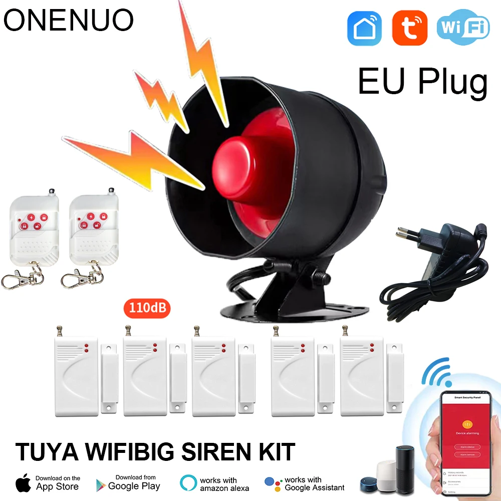 ONENUO Tuya WIFI Alarm Siren Loud Sound Speaker Kits Wireless Alarm System Home Alarm Siren Security Protection System for Home