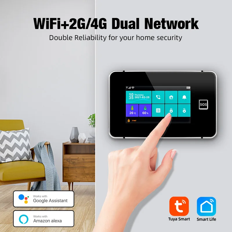 KERUI 4.3 Inch Touch Screen Home Alarm System Wireless 4G Burglar Alarm WiFi GSM Tuya Smart Life Security Alarm Kit G64B 433mhz
