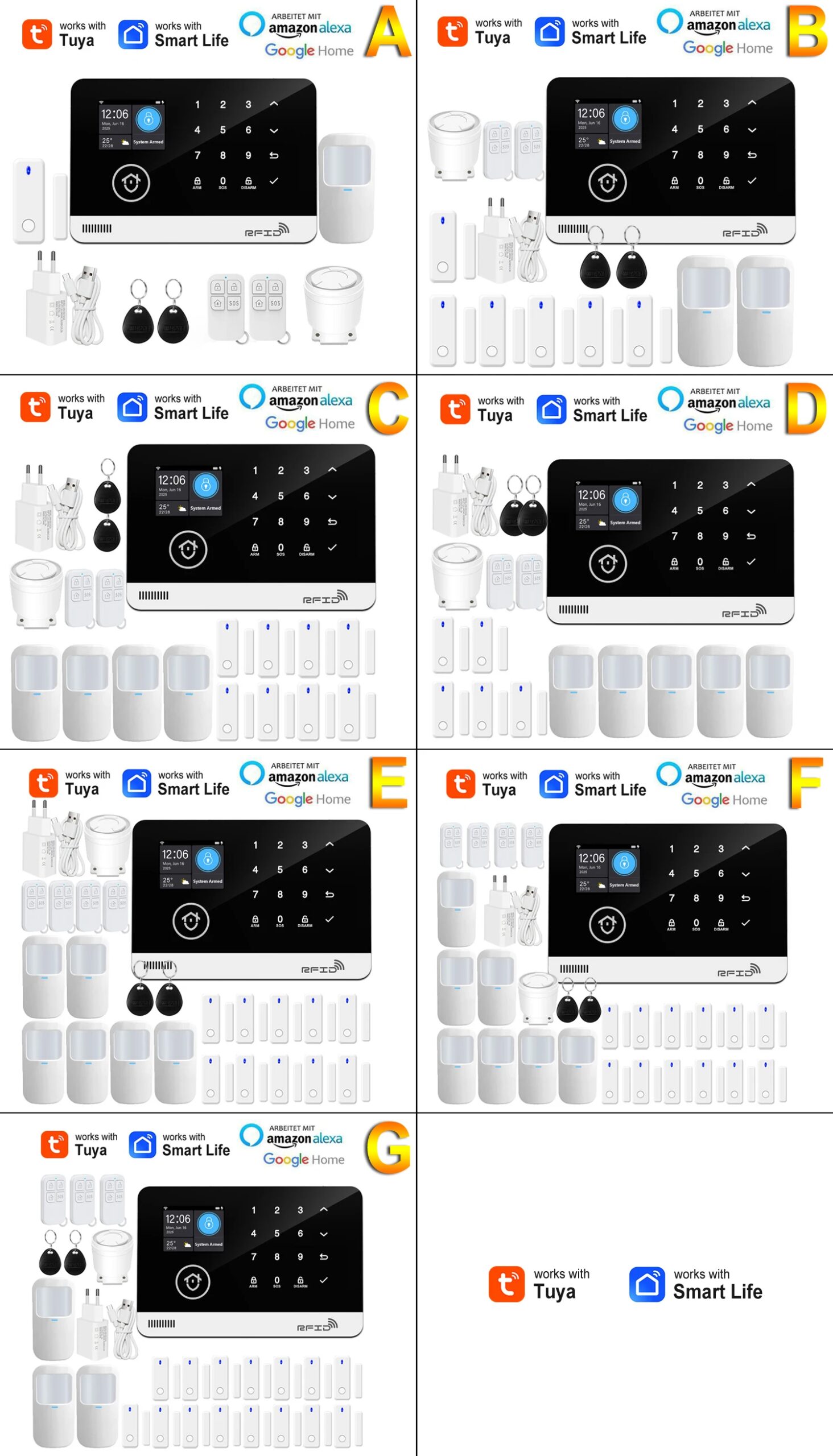 Tuya Smart WiFi GSM Home Security Alarm System - Touch Keyboard RFID APP Control Wireless Anti-Theft with Volume Adjustable