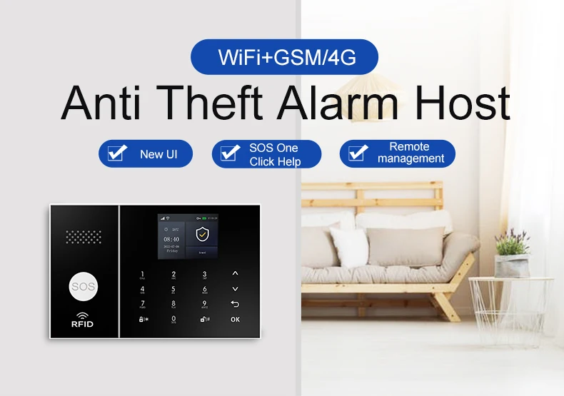 PGST PG108 Tuya Home Alarm System Smart Life APP Work Alexa Google WIFI 4G Wireless Safe Security for House 433MHz