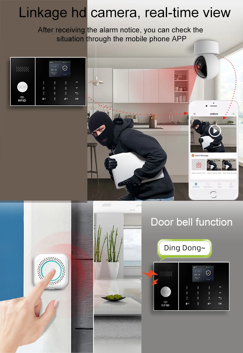 PGST PG108 Tuya Home Alarm System Smart Life APP Work Alexa Google WIFI 4G Wireless Safe Security for House 433MHz