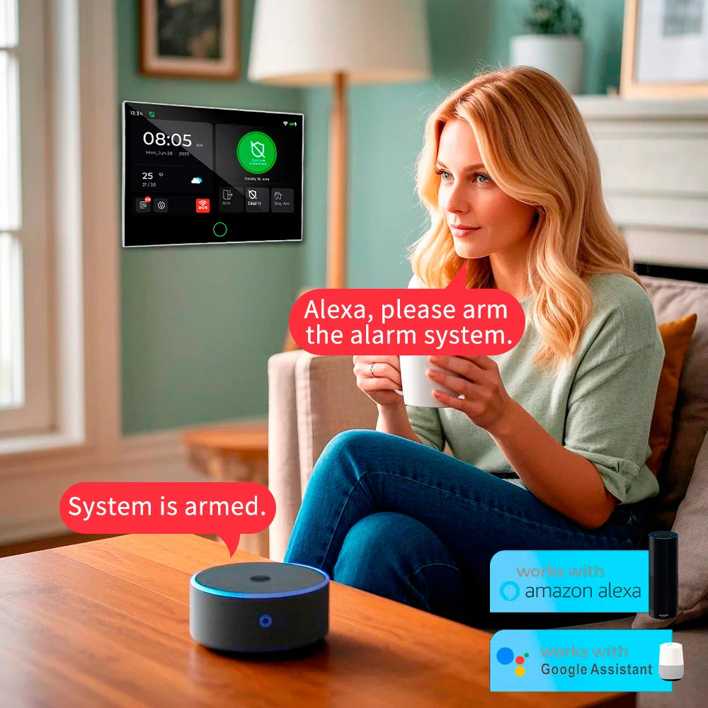 KERUI 7 inch Full Touch Screen Alarm System 4G WIFI Home Alarm 433mhz Tuya Smart Burglar Alarm Work with FSK/ASK Sensors W204