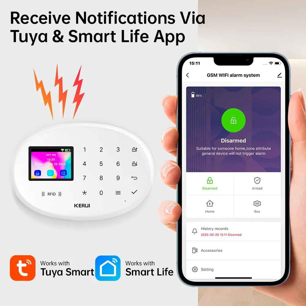 KERUI New W20 WiFi GSM Alarm System For Home Alarm Burglar Security Wireless Tuya Smart House App Control Motion Detector Sensor