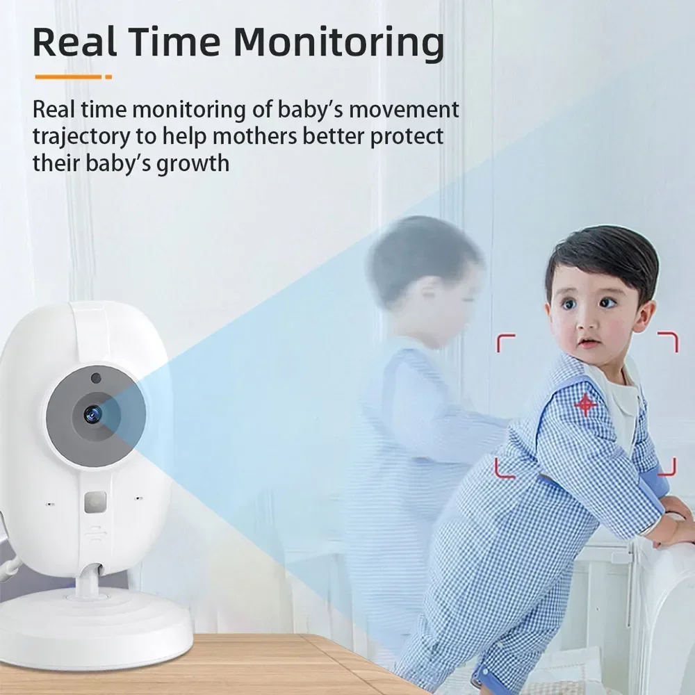 VBABM 3.5 inch Video Lullaby Baby Monitor Night Vision Temperature Monitoring 2-Way Audio Talk Baby Nanny Camera With T-Holder