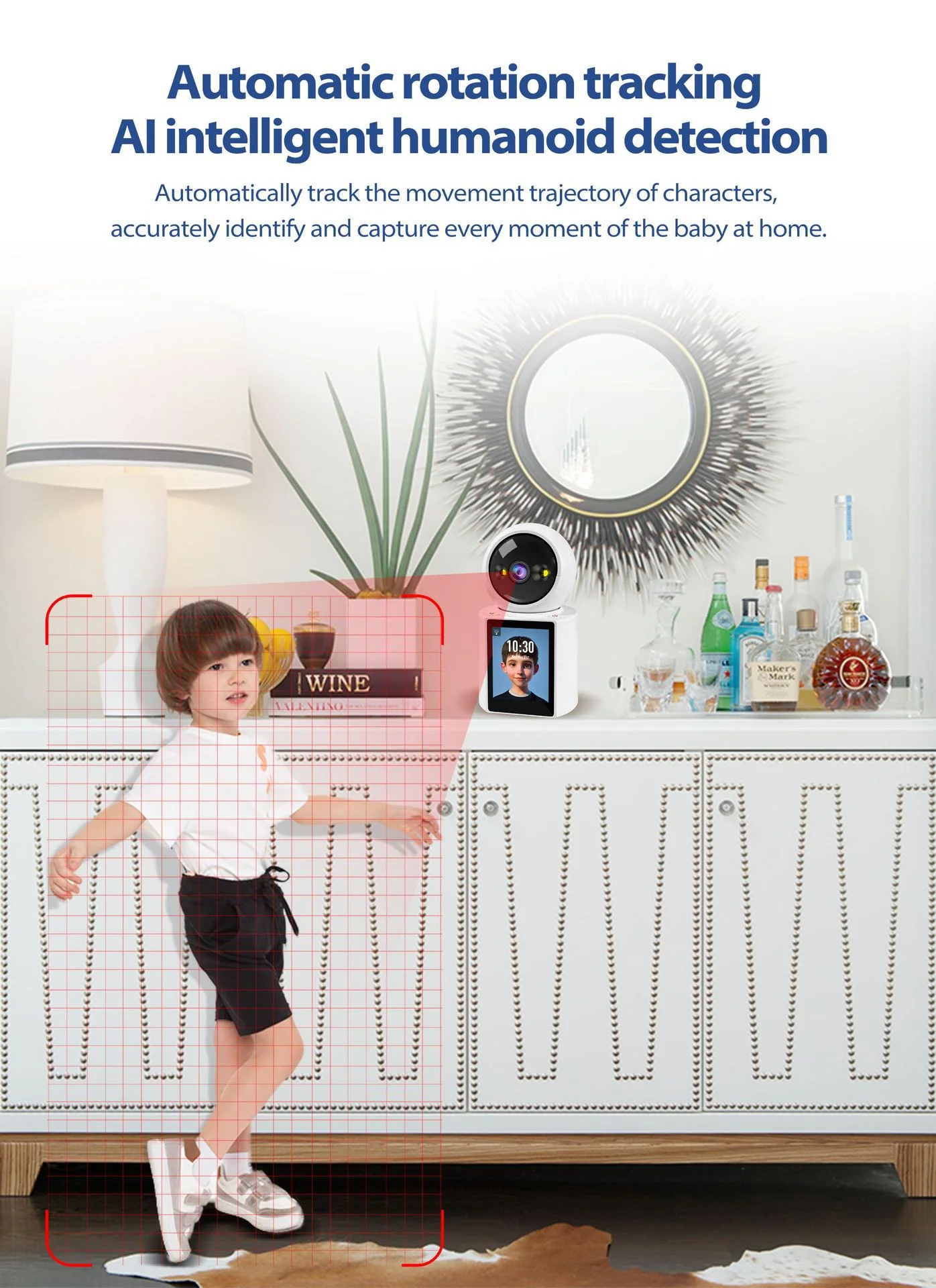 1080P PTZ Wifi Camera IP Indoor Two-Way Visual Call with 2.8 Inch IPS Screen Baby Monitor CCTV Video Surveillance P2P iCSee APP