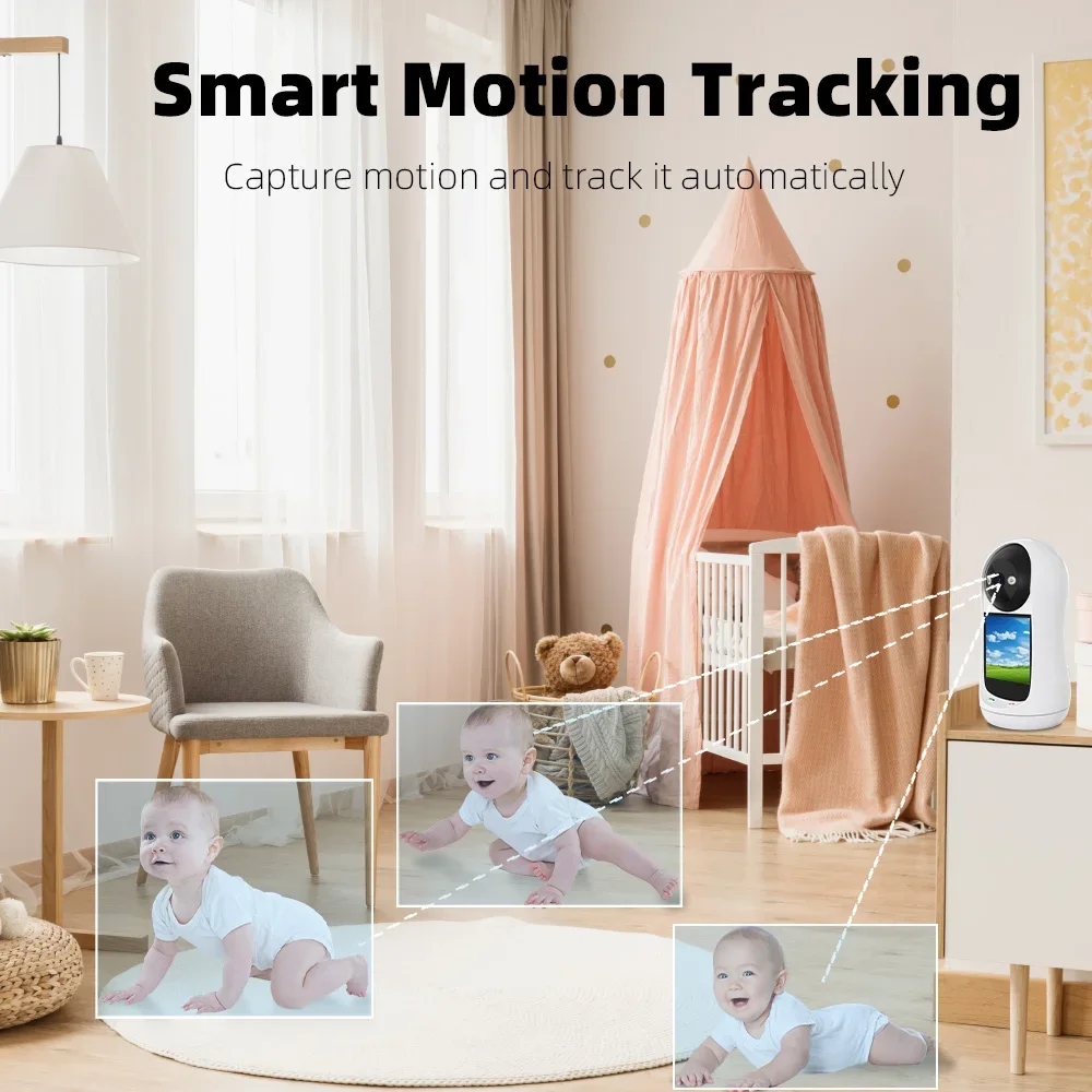 1080P PTZ Wifi Camera IP Indoor Two-Way Visual Call with 2.8 Inch IPS Screen Baby Monitor CCTV Video Surveillance P2P iCSee APP