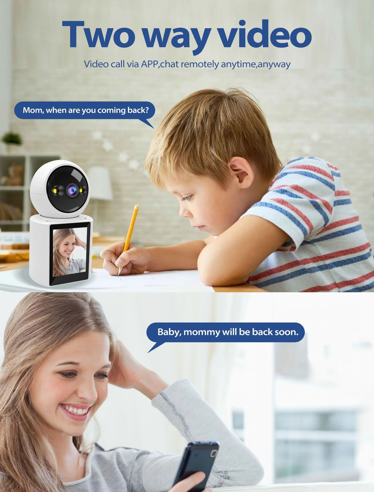1080P PTZ Wifi Camera IP Indoor Two-Way Visual Call with 2.8 Inch IPS Screen Baby Monitor CCTV Video Surveillance P2P iCSee APP