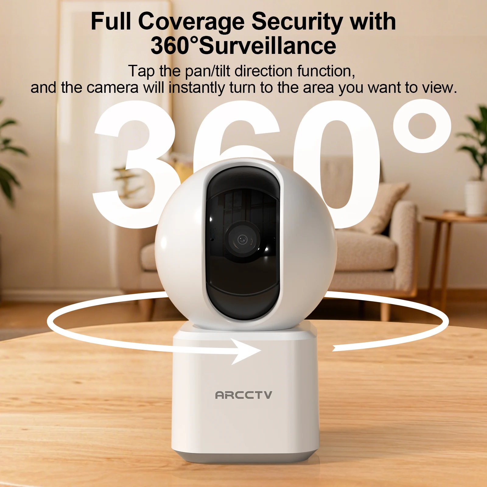 ARCCTV 2K WiFi 5G Surveillance Baby Monitor Camera HD Two Way Talk IR Night Vision Security PTZ Camera 360° View Auto Tracking