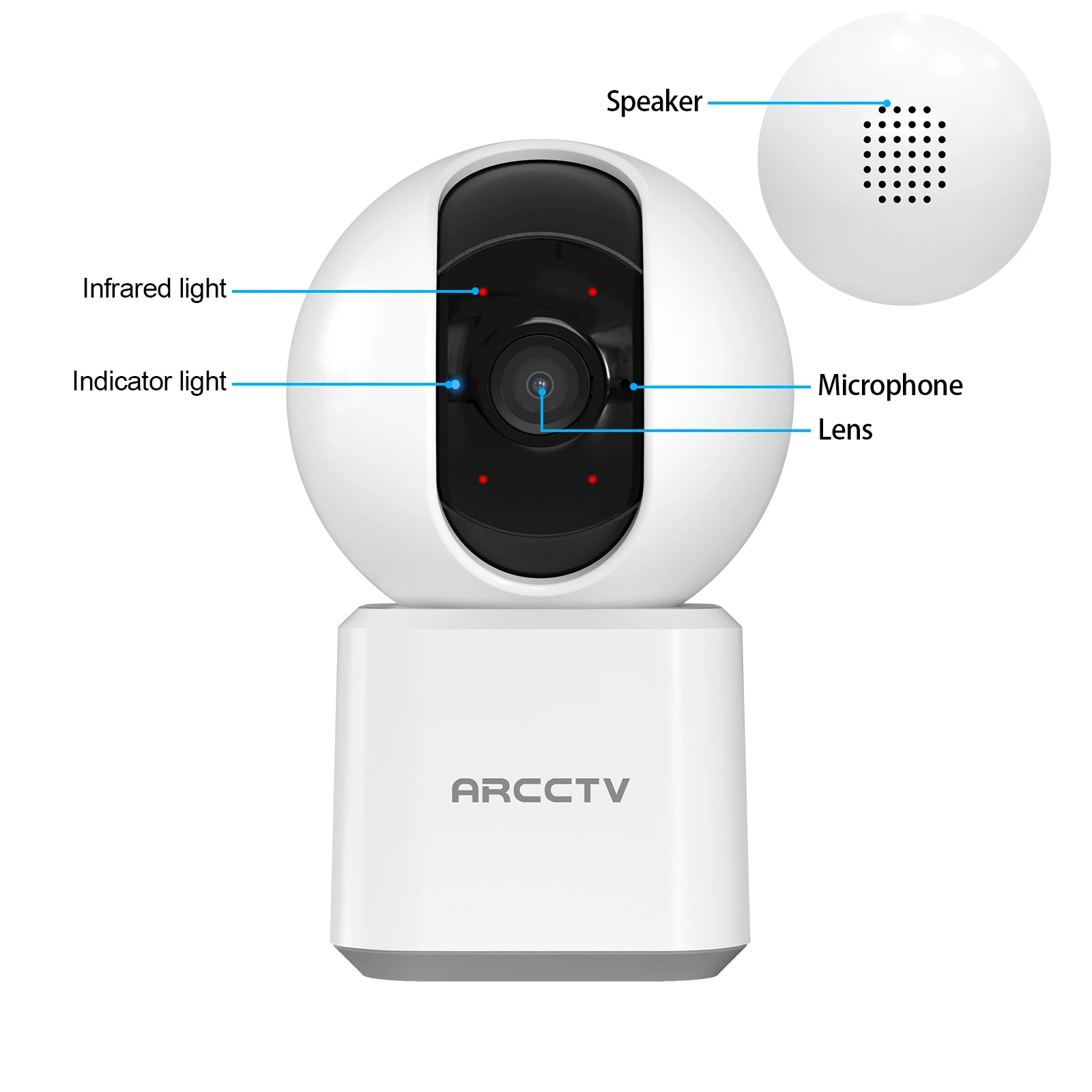 ARCCTV 2K WiFi 5G Surveillance Baby Monitor Camera HD Two Way Talk IR Night Vision Security PTZ Camera 360° View Auto Tracking