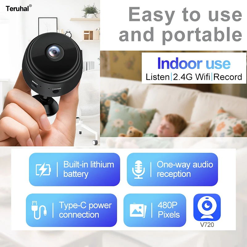 HD Wireless Mini Camera Indoor Smart Home Security Surveillance Camera Outdoor WiFi Camera Baby Monitor Pet Dog CCTV Camera