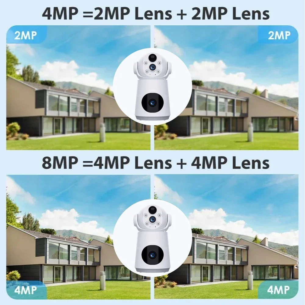 8MP 4K WiFi Camera Dual Lens Dual Screen Low Powered Battery indoor V380 Pro mini Camera Baby Monitor Night Vision Security CCTV