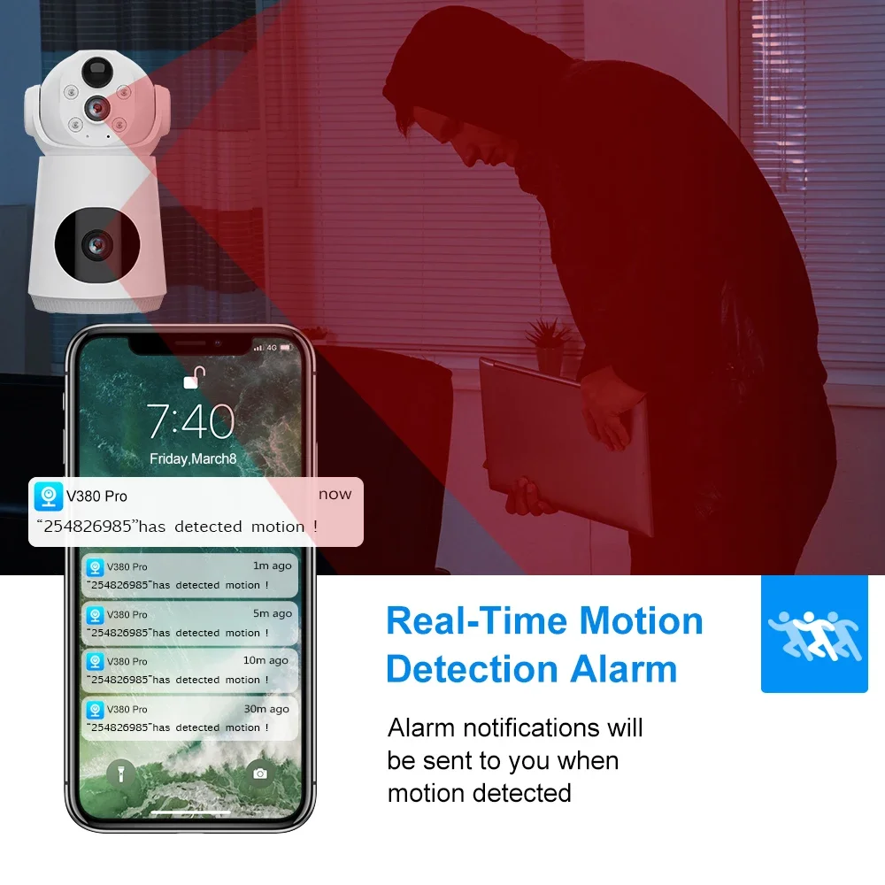 8MP 4K WiFi Camera Dual Lens Dual Screen Low Powered Battery indoor V380 Pro mini Camera Baby Monitor Night Vision Security CCTV