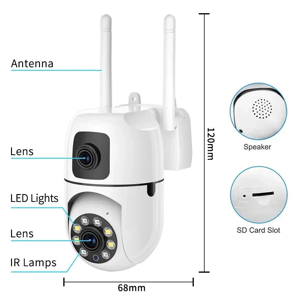 8MP IP Wifi Camera Dual Lens Security Wireless Outdoor Cameras Auto Tracking Two-way Audio HD Night Vision Home Baby Monitor 8MP IP Wifi Camera Dual Lens Security Wireless Outdoor Cameras Auto Tracking Two-way Audio HD Night Vision Home Baby Monitor