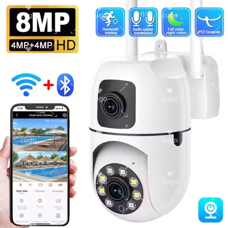 8MP IP Wifi Camera Dual Lens Security Wireless Outdoor Cameras Auto Tracking Two-way Audio HD Night Vision Home Baby Monitor 8MP IP Wifi Camera Dual Lens Security Wireless Outdoor Cameras Auto Tracking Two-way Audio HD Night Vision Home Baby Monitor