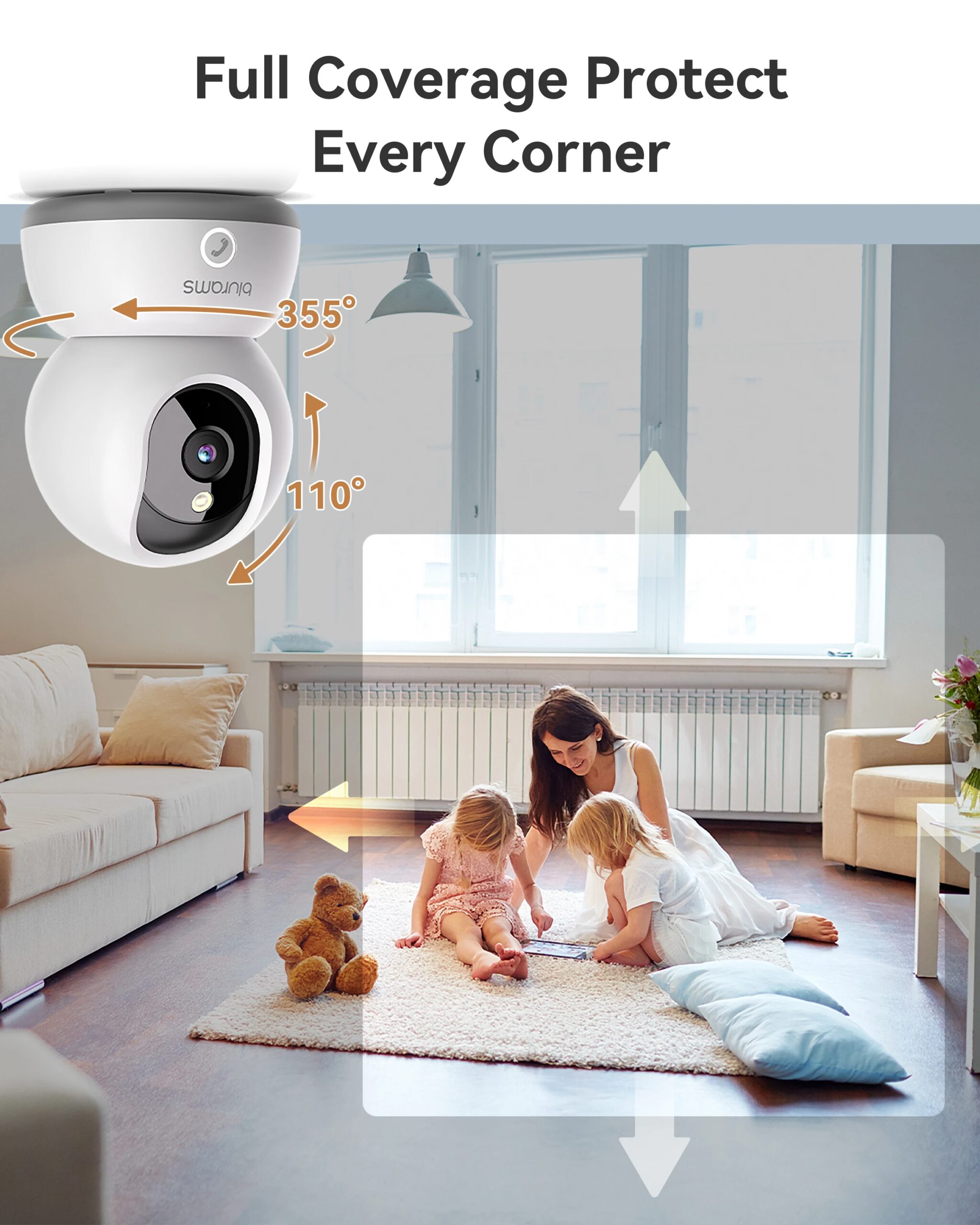 2PCS Blurams 2K Camera with Phone App, 5G/2.4GHz WiFi Indoor Security Baby Camera, 360° Pan & Tilt, 2-Way Audio, Night Vision