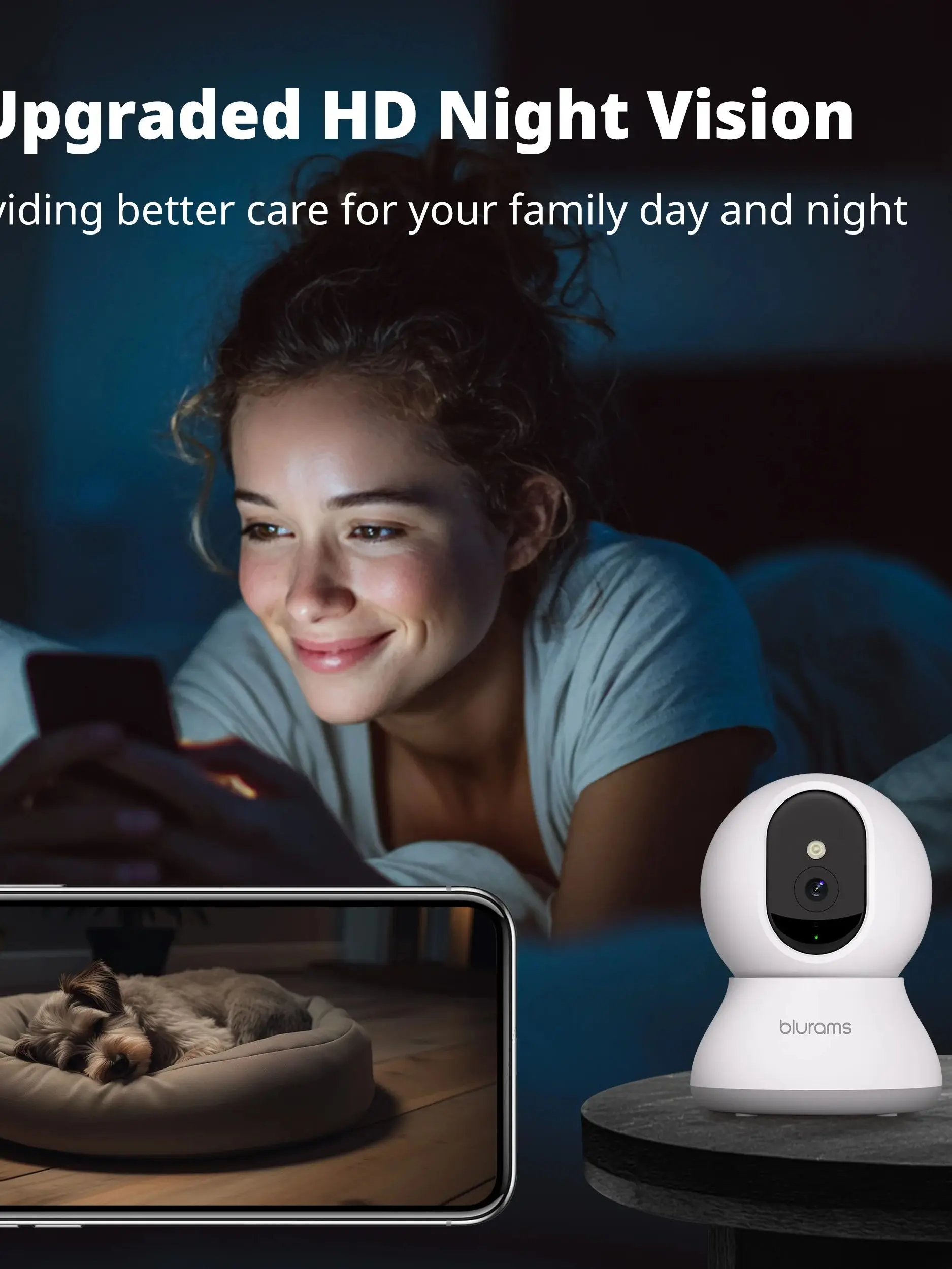 2PCS Blurams 2K Camera with Phone App, 5G/2.4GHz WiFi Indoor Security Baby Camera, 360° Pan & Tilt, 2-Way Audio, Night Vision