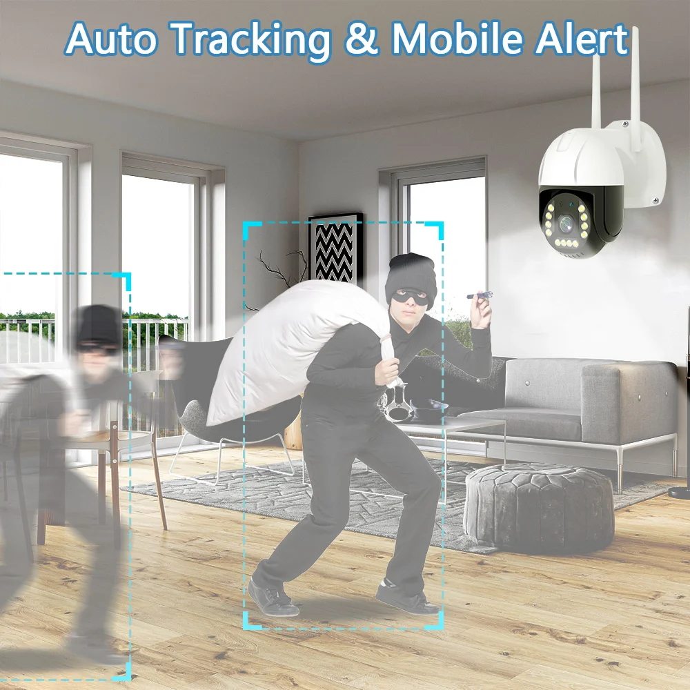 4G Camera Security IP Wireless CCTV Surveillance Cameras Outdoor Waterproof Auto Tracking Two Way Audio Baby Monitoring IPCamera