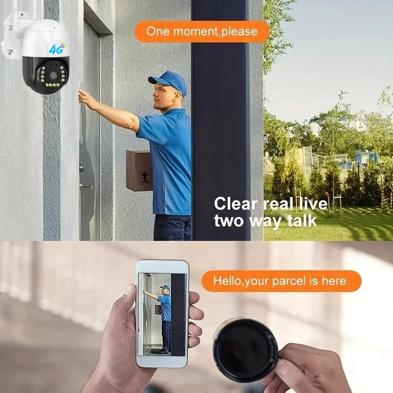 4G Camera Security IP Wireless CCTV Surveillance Cameras Outdoor Waterproof Auto Tracking Two Way Audio Baby Monitoring IPCamera