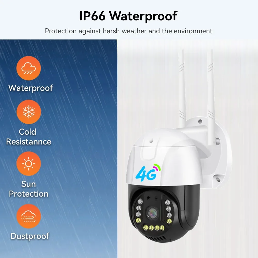 4G Camera Security IP Wireless CCTV Surveillance Cameras Outdoor Waterproof Auto Tracking Two Way Audio Baby Monitoring IPCamera