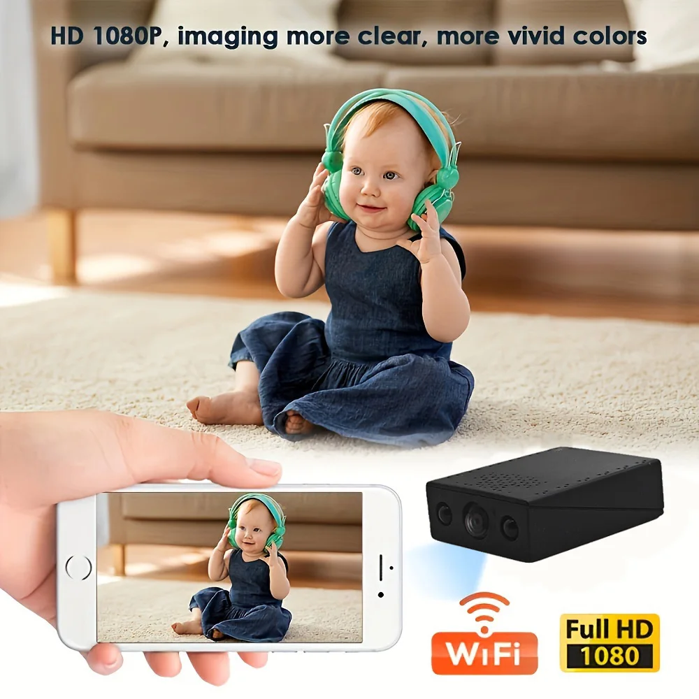 WiFi Security Camera 1080P 10X Zoom Mini Indoor Wireless Video Recorder Portable Protection Smart Home Monitoring Infants Pets