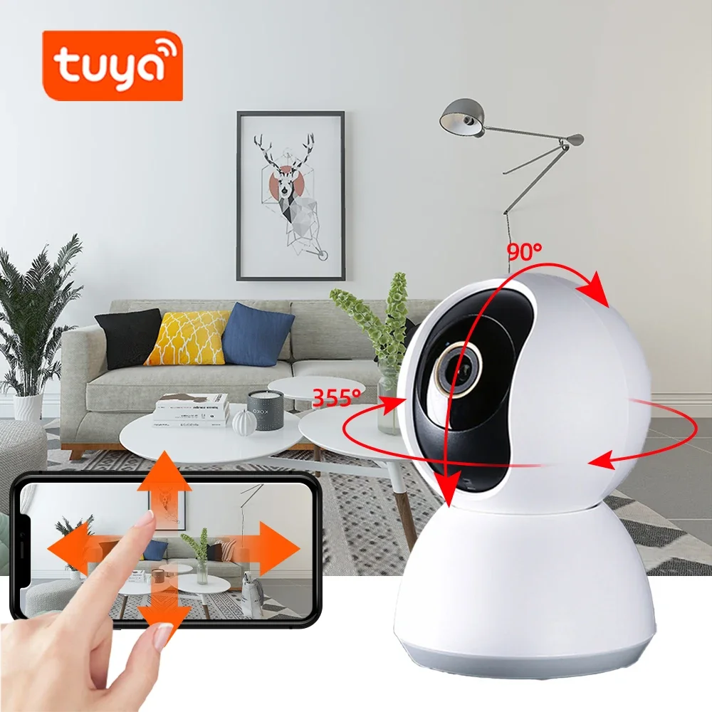 Mini Indoor 2 Way Audio 5MP Tuya Wifi Smart Home Baby Monitor Security IP Camera 2K PTZ Auto Tracking CCTV Surveillance Camera