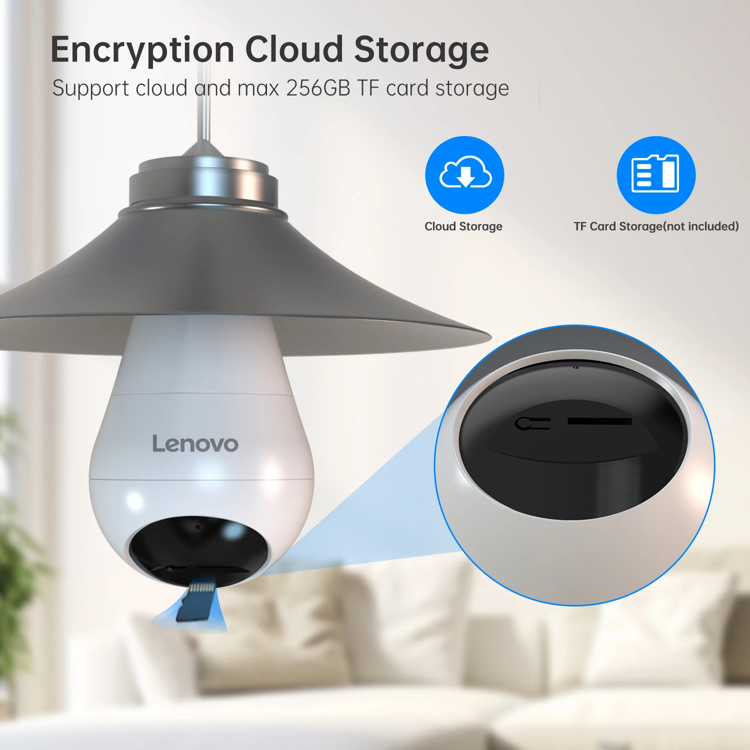 Lenovo E27 Bulb Camera 1080P WiFi Surveillance Camera Color Night Vision Auto Tracking Room Baby Monitor Security Protection