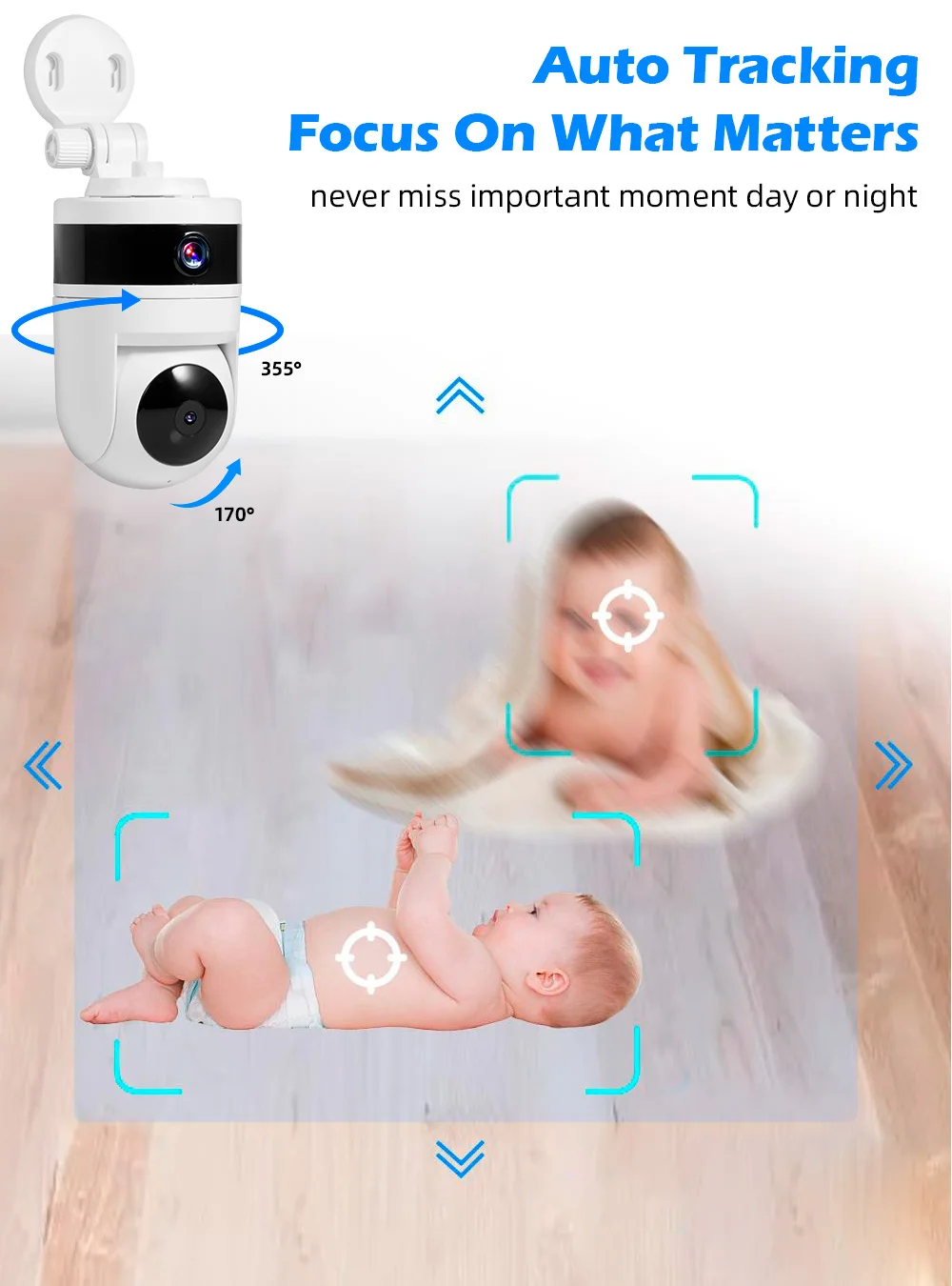 FUERS 3K 6MP Dual Lens Tuya Smart Security Camera Baby Monitor Pet Dog Camera With Bracket Indoor Wireless WiFi IP Mini Camera