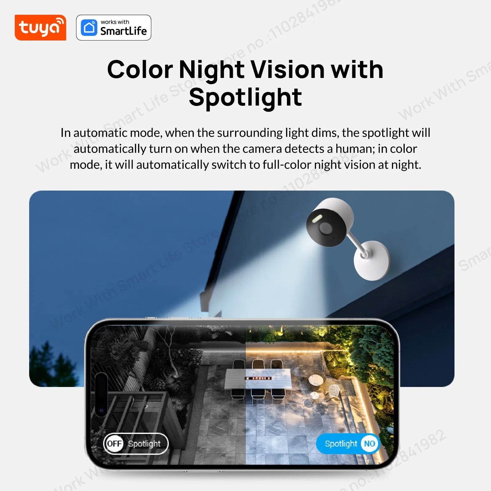 Tuya Smart 3MP&1080P HD WiFi Security Camera  5G/2.4G Indoor/Outdoor Pet Baby Monitor Color Night Vision Spotlight Audio